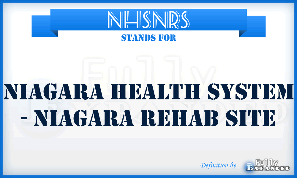 NHSNRS - Niagara Health System - Niagara Rehab Site