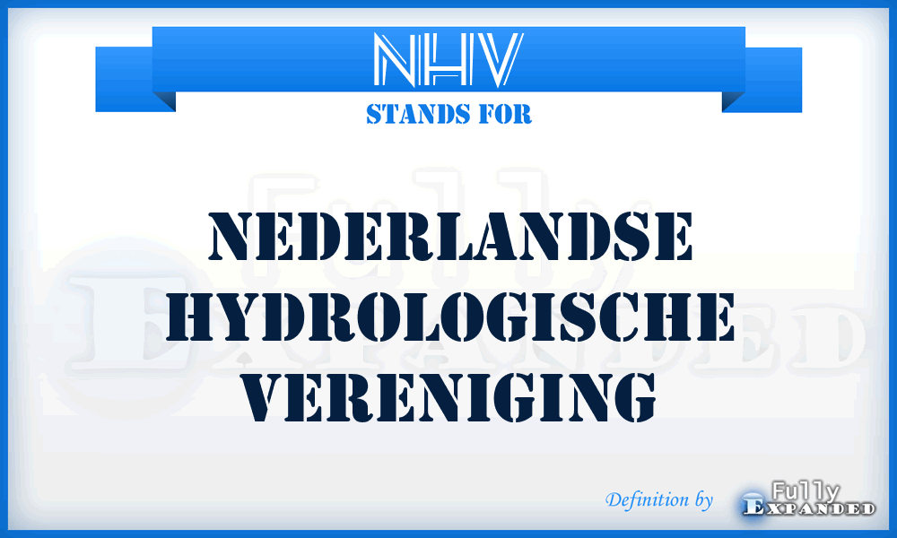 NHV - Nederlandse Hydrologische Vereniging