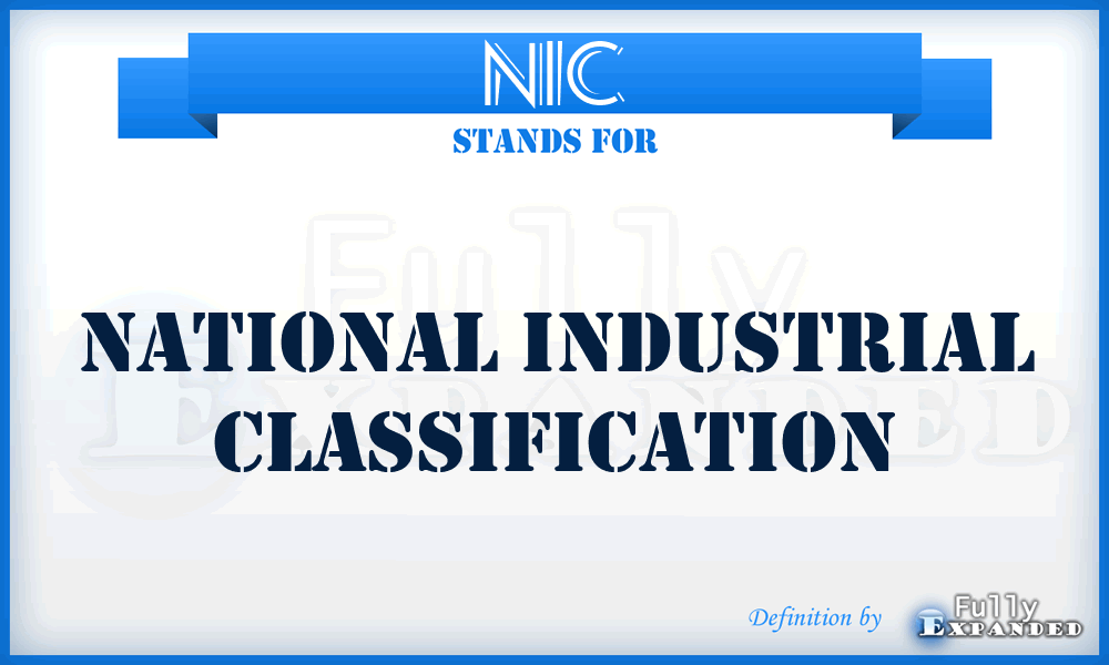 NIC - National Industrial Classification