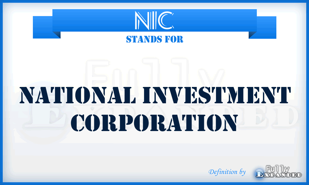 NIC - National Investment Corporation