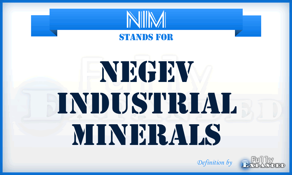 NIM - Negev Industrial Minerals
