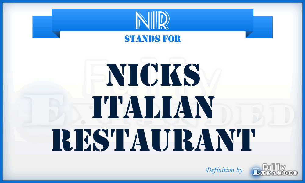 NIR - Nicks Italian Restaurant