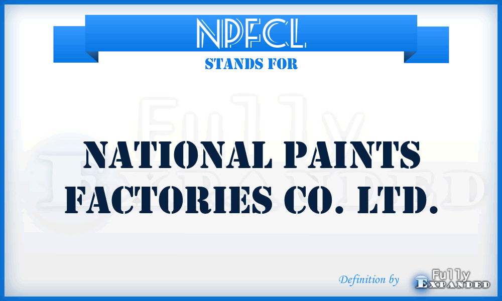 NPFCL - National Paints Factories Co. Ltd.
