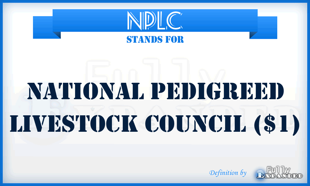 NPLC - National Pedigreed Livestock Council ($1)