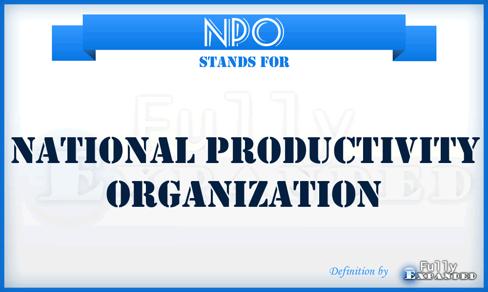 NPO - National Productivity Organization