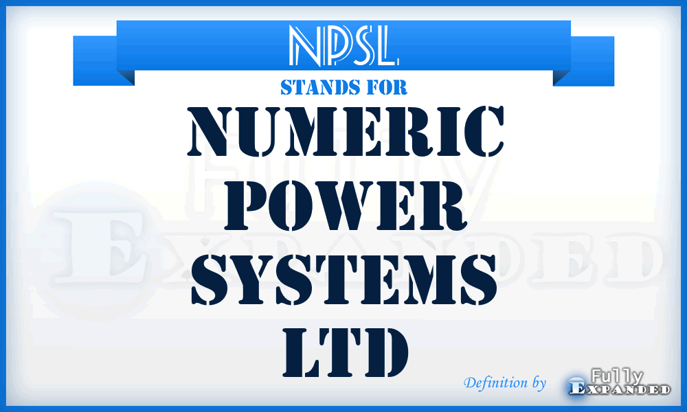 NPSL - Numeric Power Systems Ltd