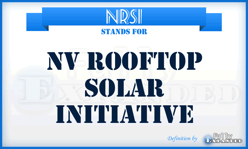 NRSI - NV Rooftop Solar Initiative