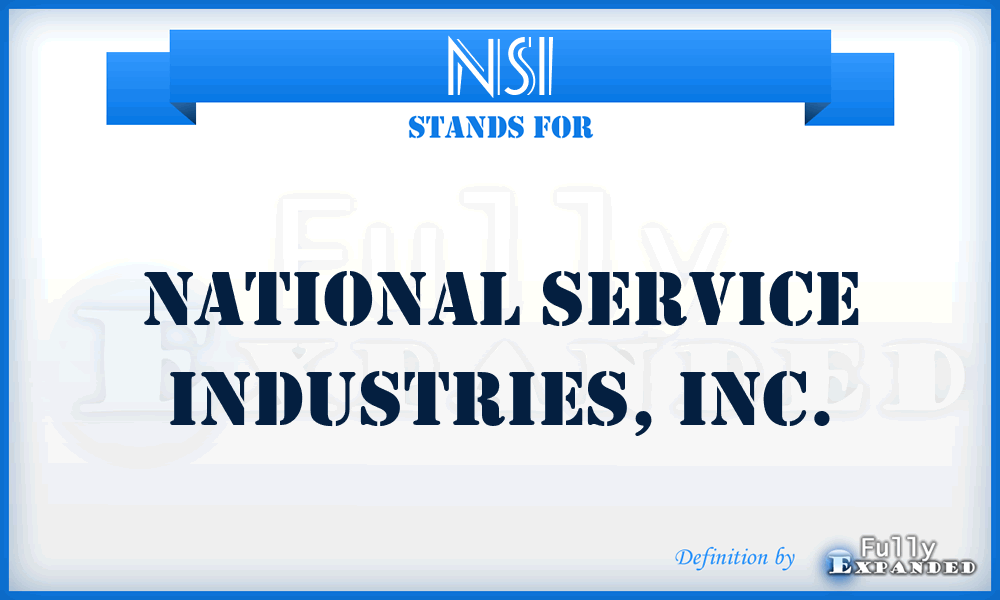 NSI - National Service Industries, Inc.