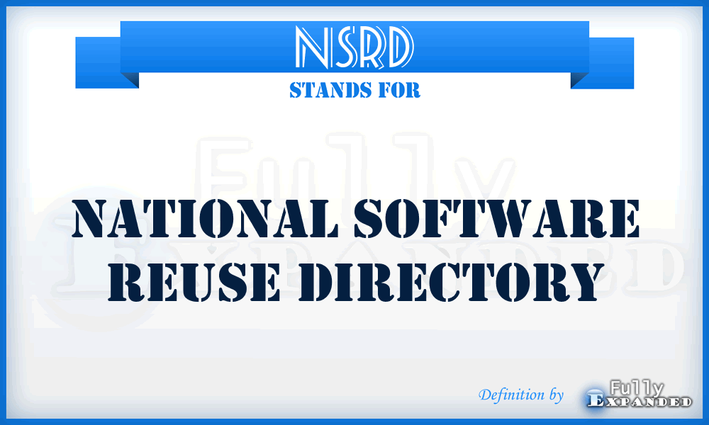 NSRD - National Software Reuse Directory