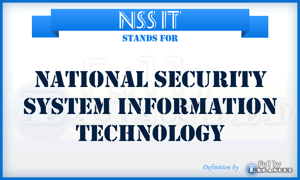 NSS IT - National Security System information technology