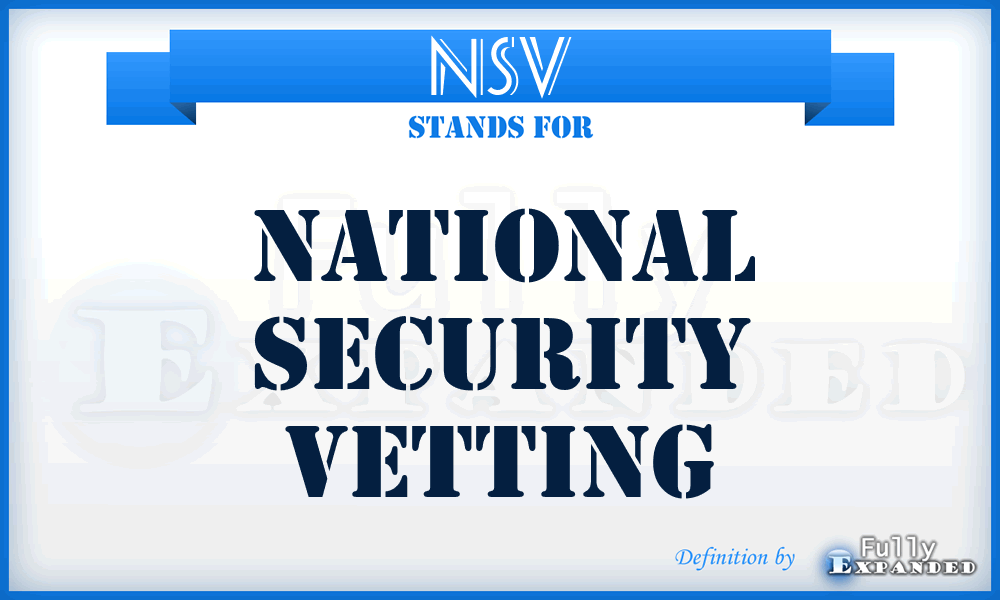 NSV - National Security Vetting