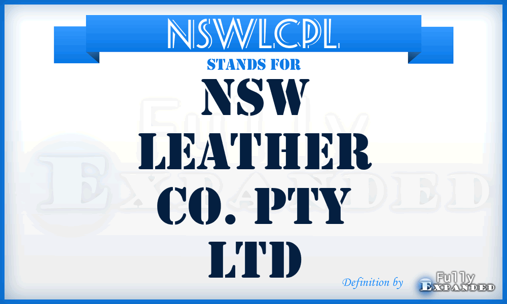 NSWLCPL - NSW Leather Co. Pty Ltd