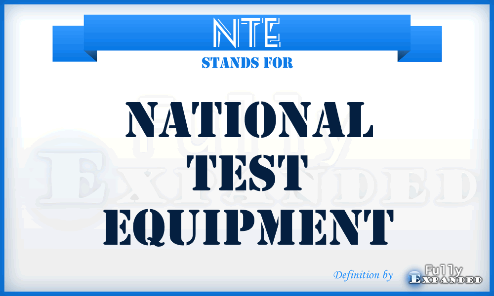 NTE - National Test Equipment