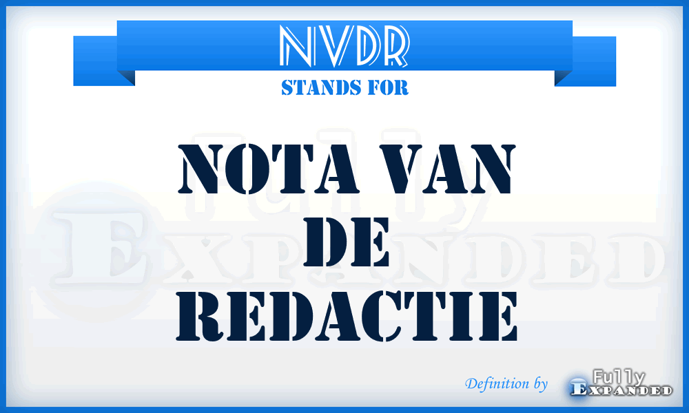 NVDR - Nota Van de Redactie