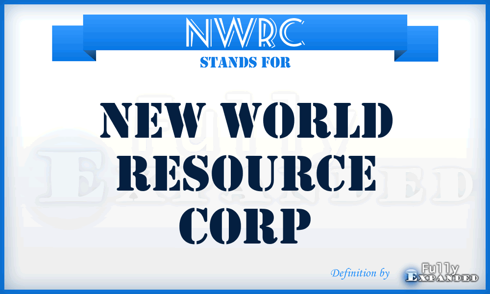 NWRC - New World Resource Corp