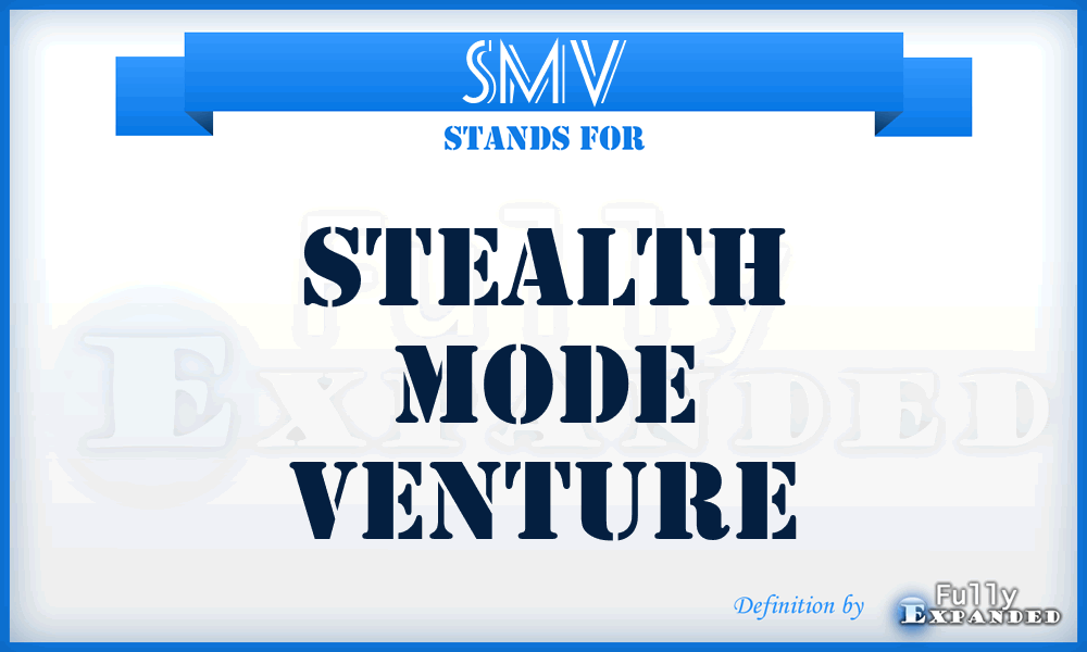 SMV - Stealth Mode Venture