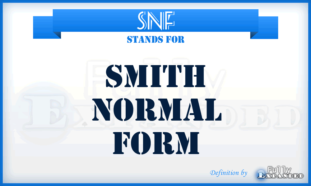 SNF - Smith Normal Form