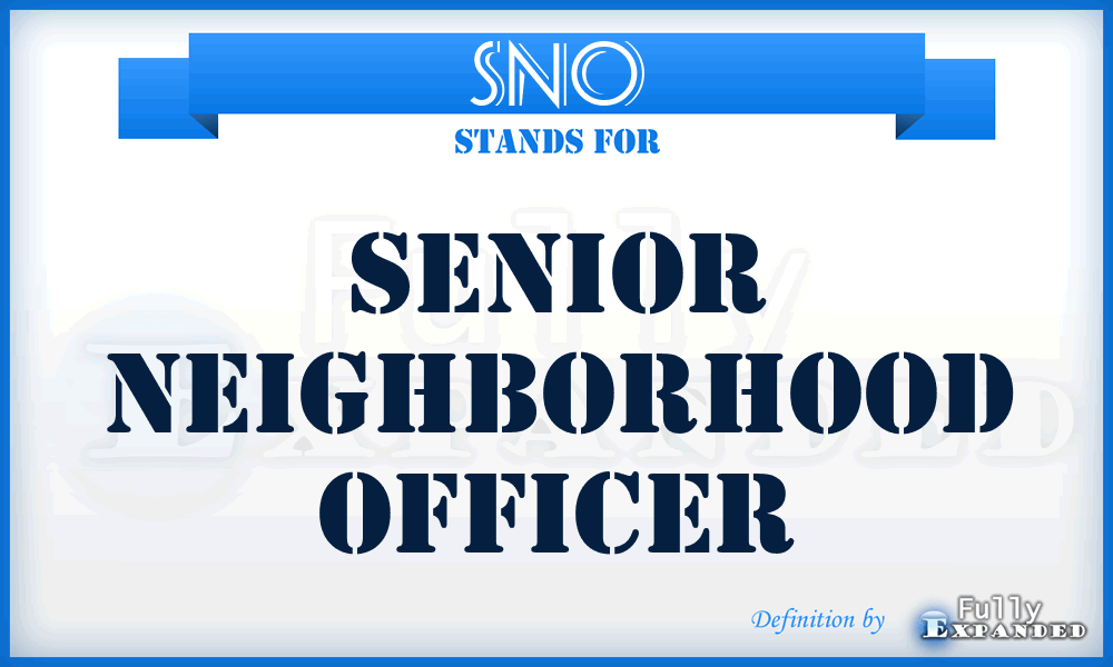 SNO - Senior Neighborhood Officer