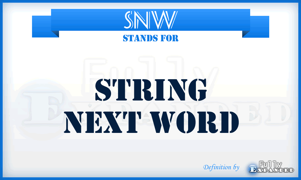 SNW - String Next Word