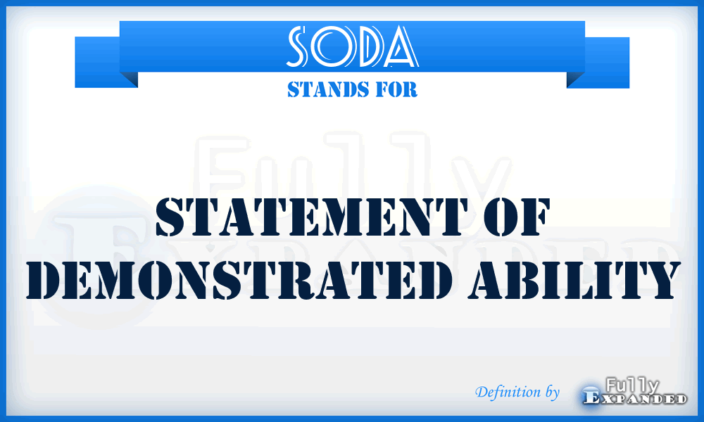 SODA - Statement Of Demonstrated Ability