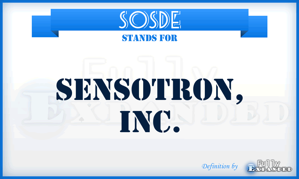 SOSDE - Sensotron, Inc.