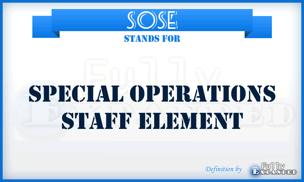 SOSE - special operations staff element