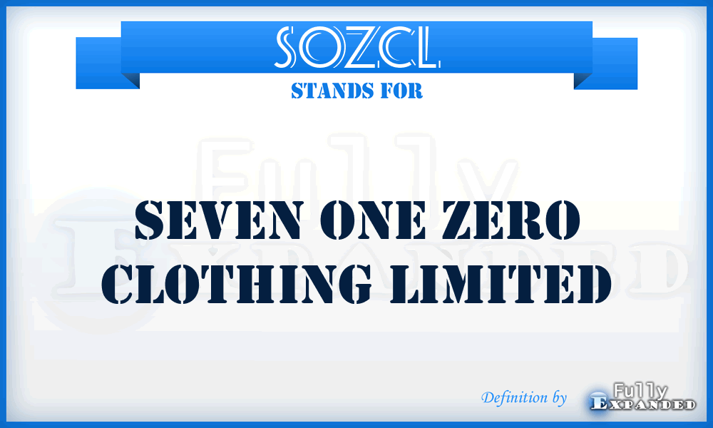 SOZCL - Seven One Zero Clothing Limited