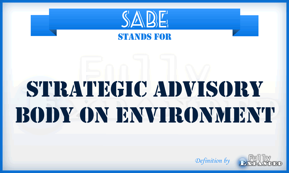 SABE - Strategic Advisory Body On Environment