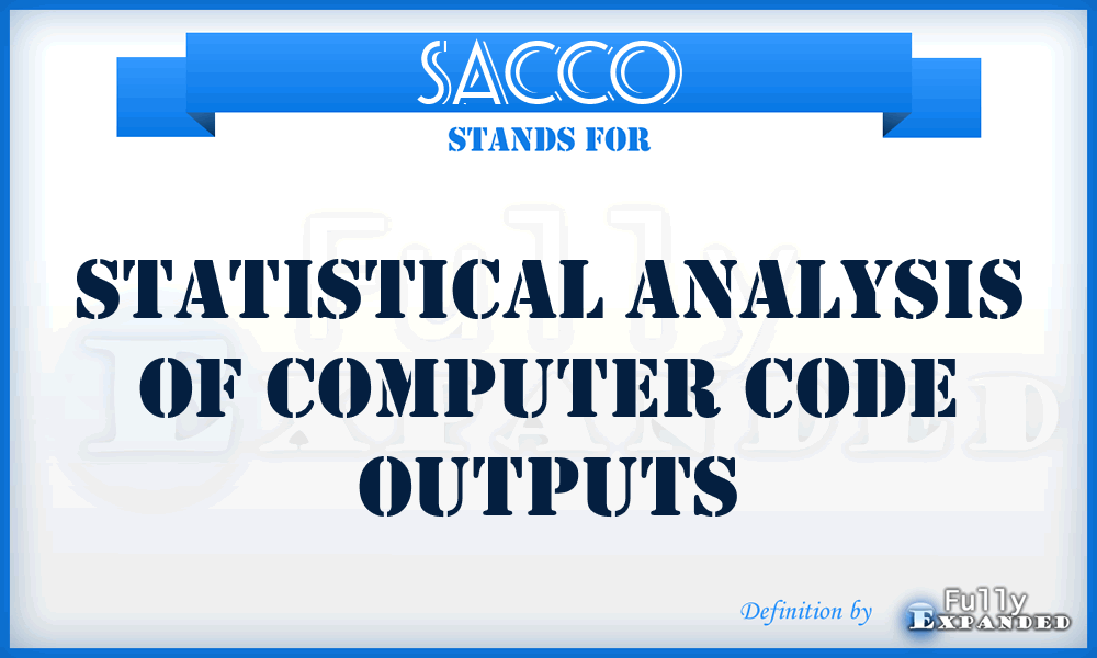 SACCO - Statistical Analysis of Computer Code Outputs