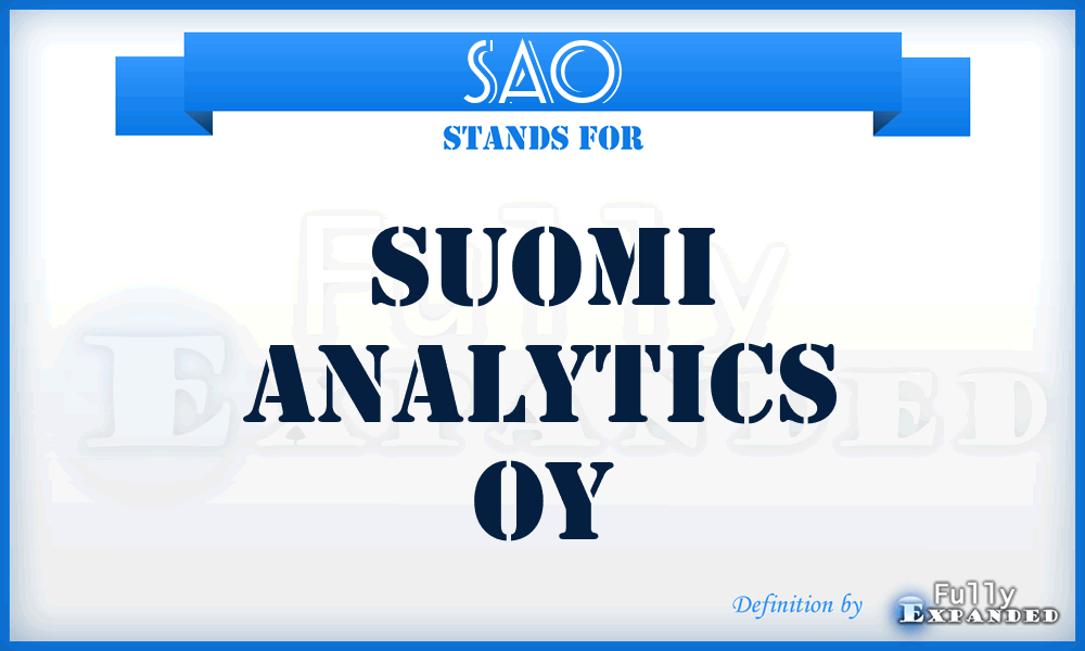 SAO - Suomi Analytics Oy