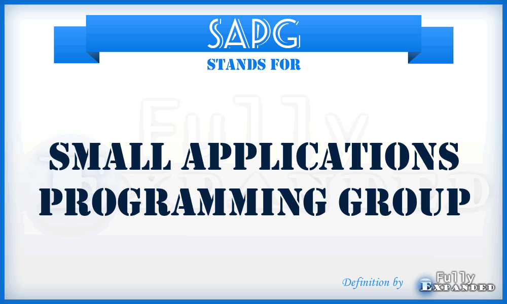 SAPG - Small Applications Programming Group
