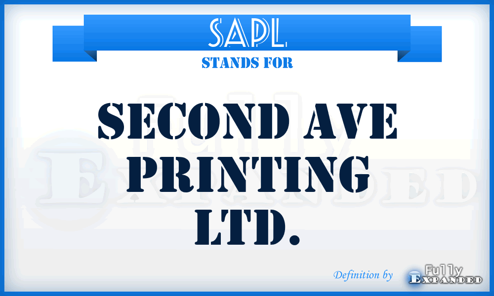SAPL - Second Ave Printing Ltd.