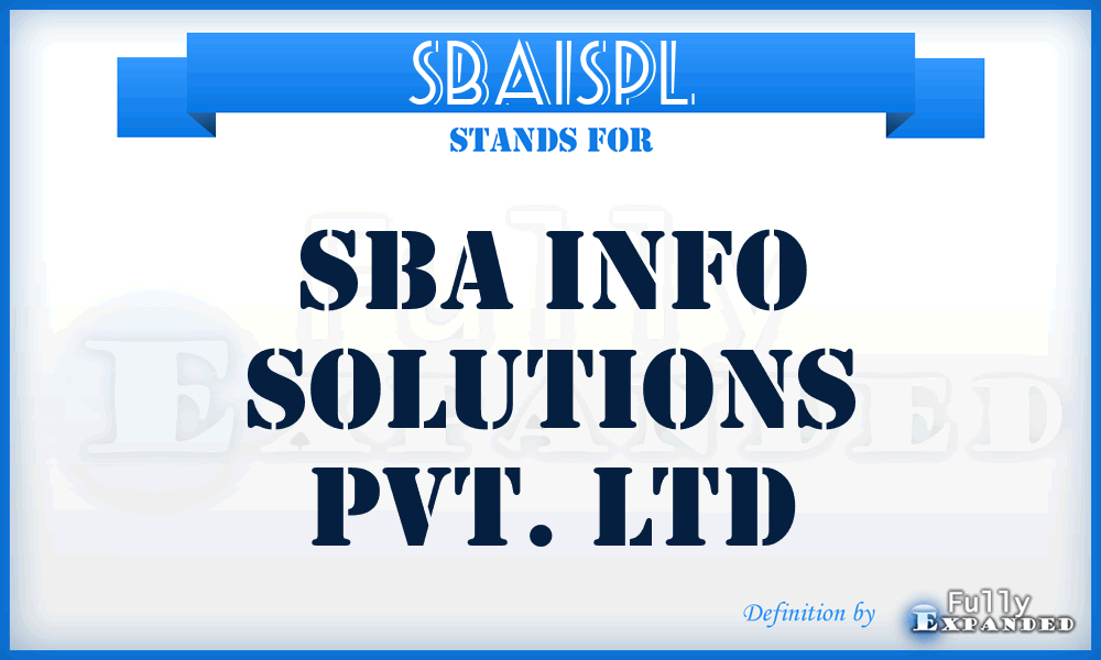 SBAISPL - SBA Info Solutions Pvt. Ltd