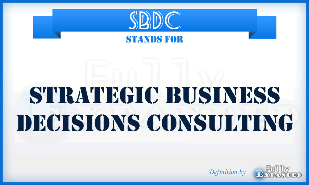 SBDC - Strategic Business Decisions Consulting