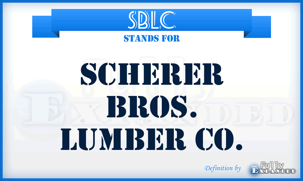 SBLC - Scherer Bros. Lumber Co.