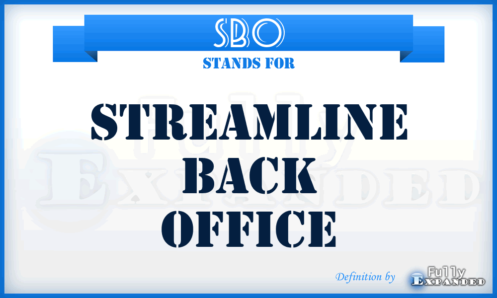 SBO - Streamline Back Office