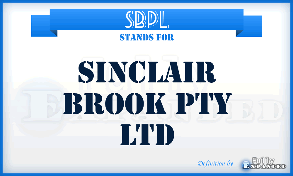 SBPL - Sinclair Brook Pty Ltd