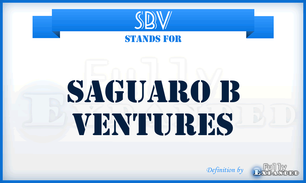 SBV - Saguaro B Ventures