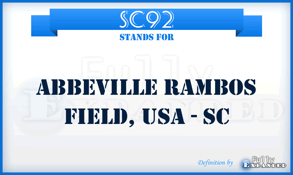 SC92 - Abbeville Rambos Field, USA - SC