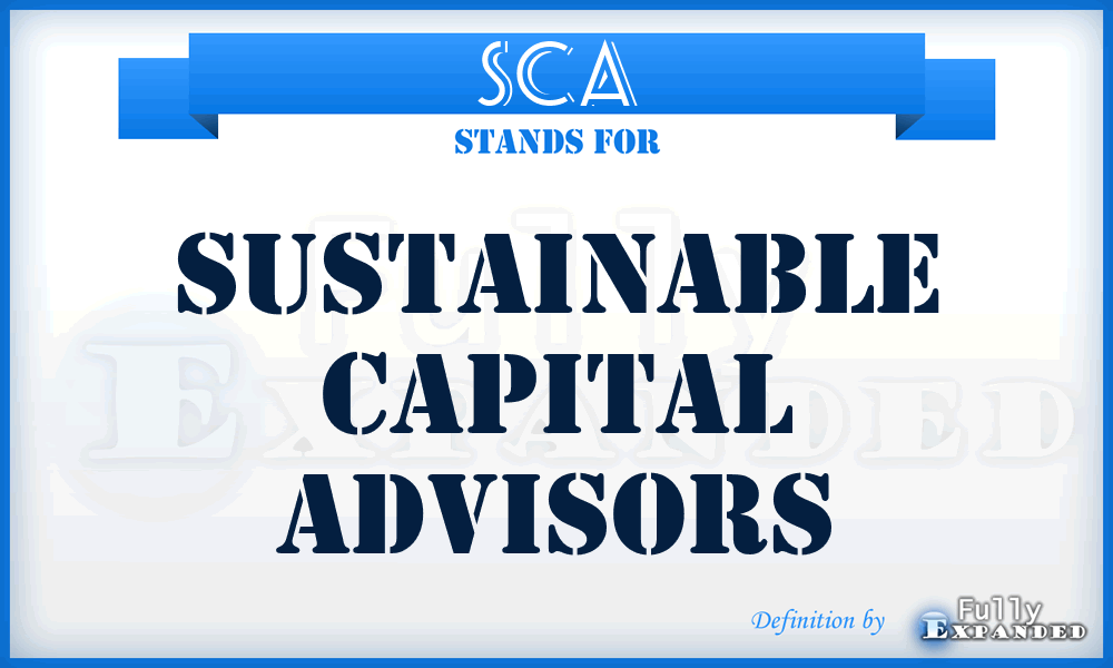 SCA - Sustainable Capital Advisors