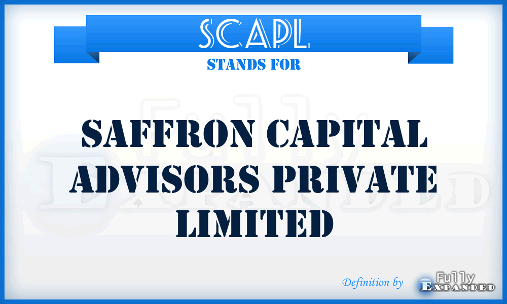 SCAPL - Saffron Capital Advisors Private Limited