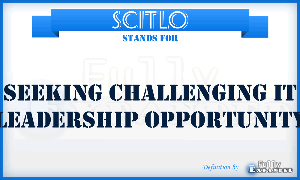 SCITLO - Seeking Challenging IT Leadership Opportunity