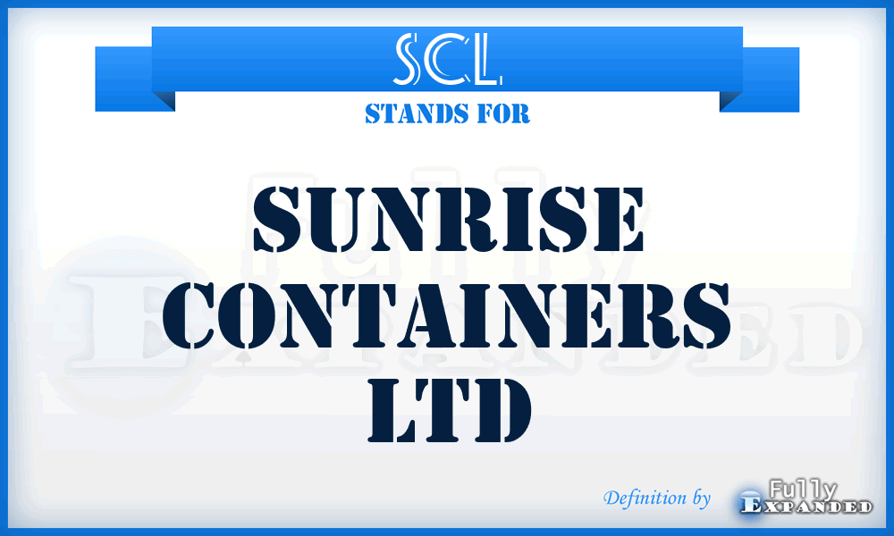 SCL - Sunrise Containers Ltd