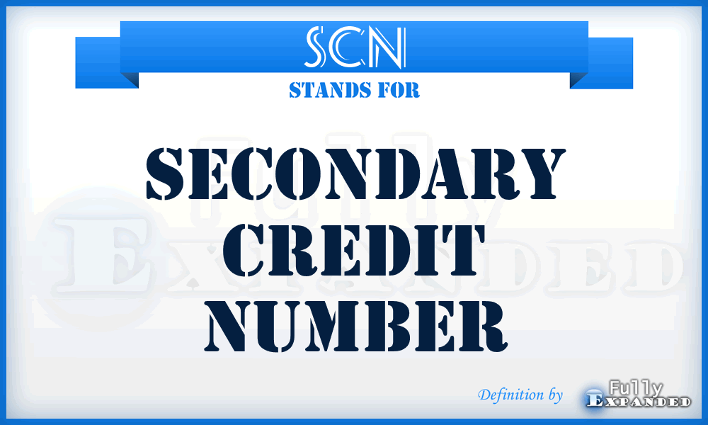 SCN - secondary credit number