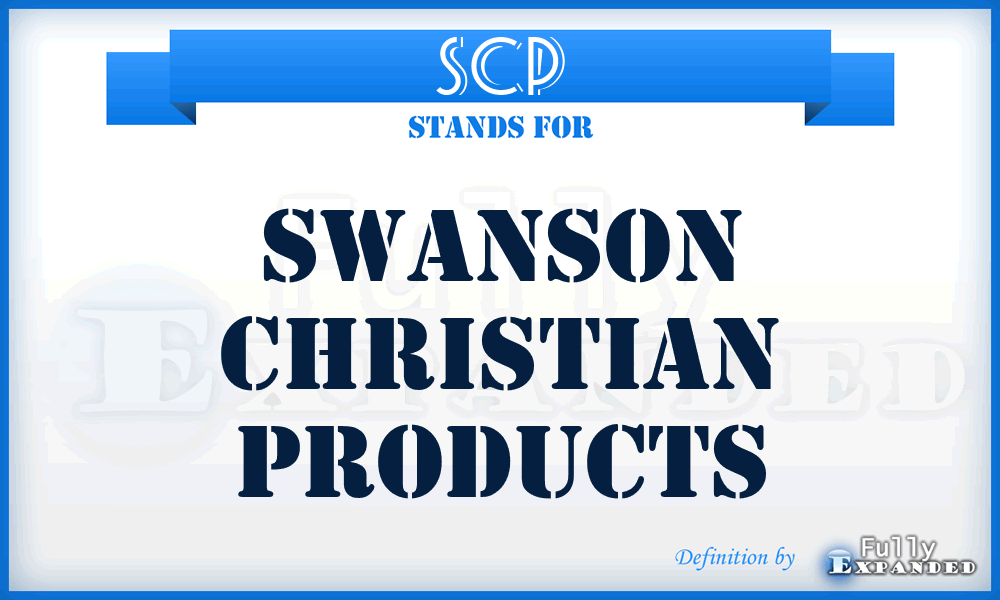 SCP - Swanson Christian Products