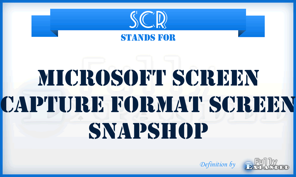 SCR - Microsoft Screen Capture format SCReen snapshop