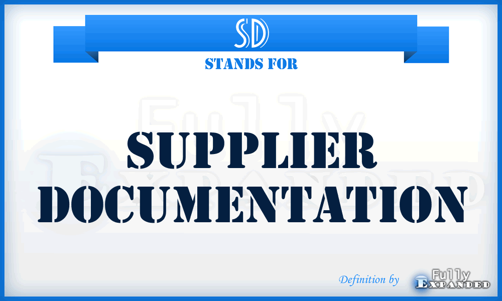 SD - Supplier Documentation