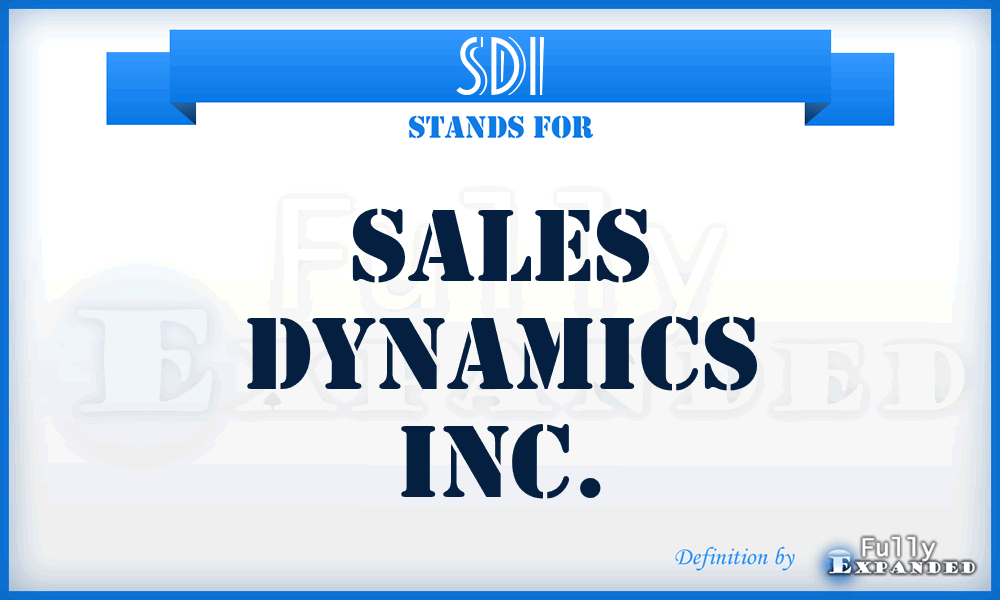 SDI - Sales Dynamics Inc.