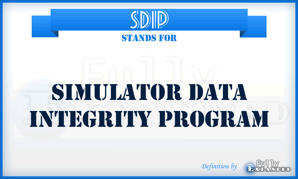 SDIP - Simulator Data Integrity Program