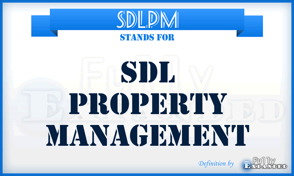 SDLPM - SDL Property Management